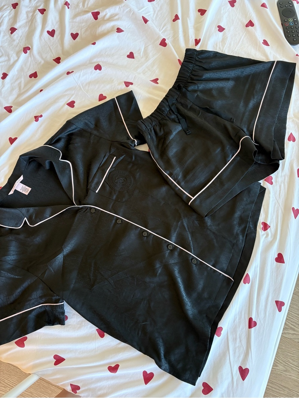 Victoria's Secret Black Satin Pajama Set